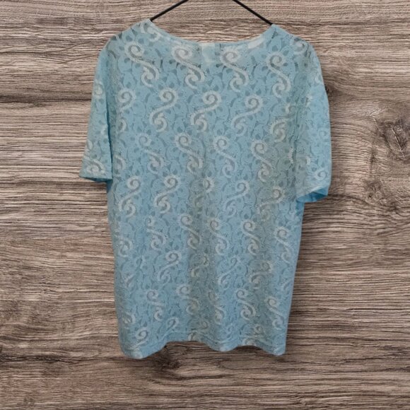 Vintage Women's Wear About Lace Tulle Semi-Sheer Top Size Large - Picture 2 of 7